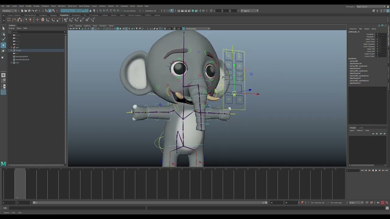 baby Elephant rig test using Autodesk maya