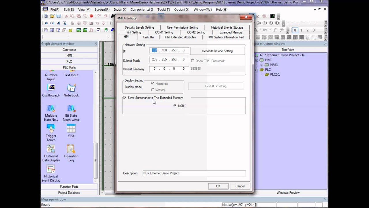 Switching NB HMI Screens Using PLC