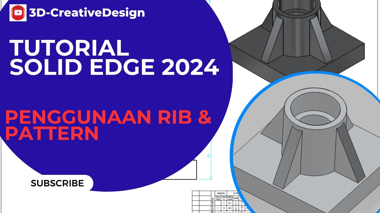 Tutorial Solid edge 2024 - Penggunaan RIB dan Pattern #solidedge2024 #solidedgetutorials