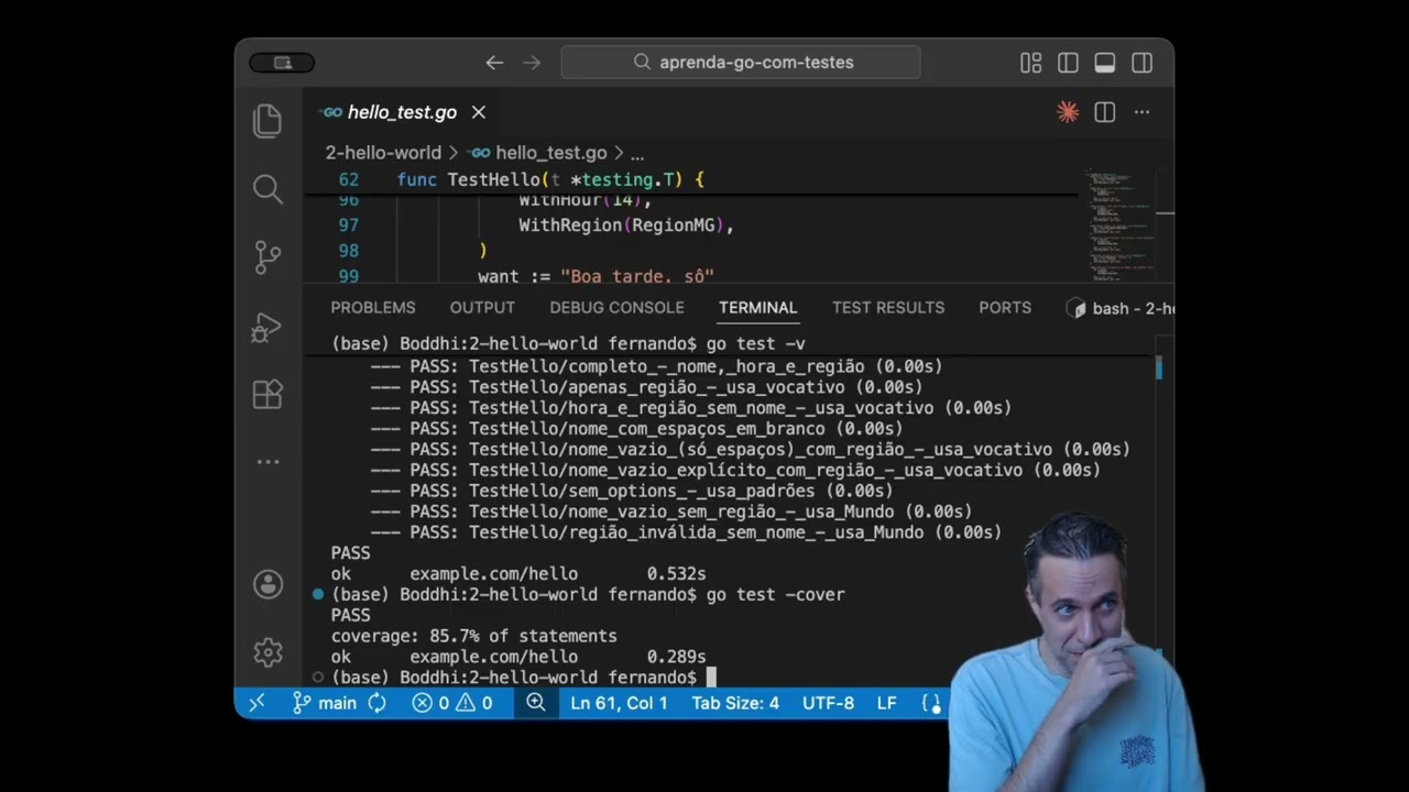 Curso básico de Go - Aula 02E - Olá, Mundo (pt. 5) - Corrigindo Erros e Adicionando Edge Cases