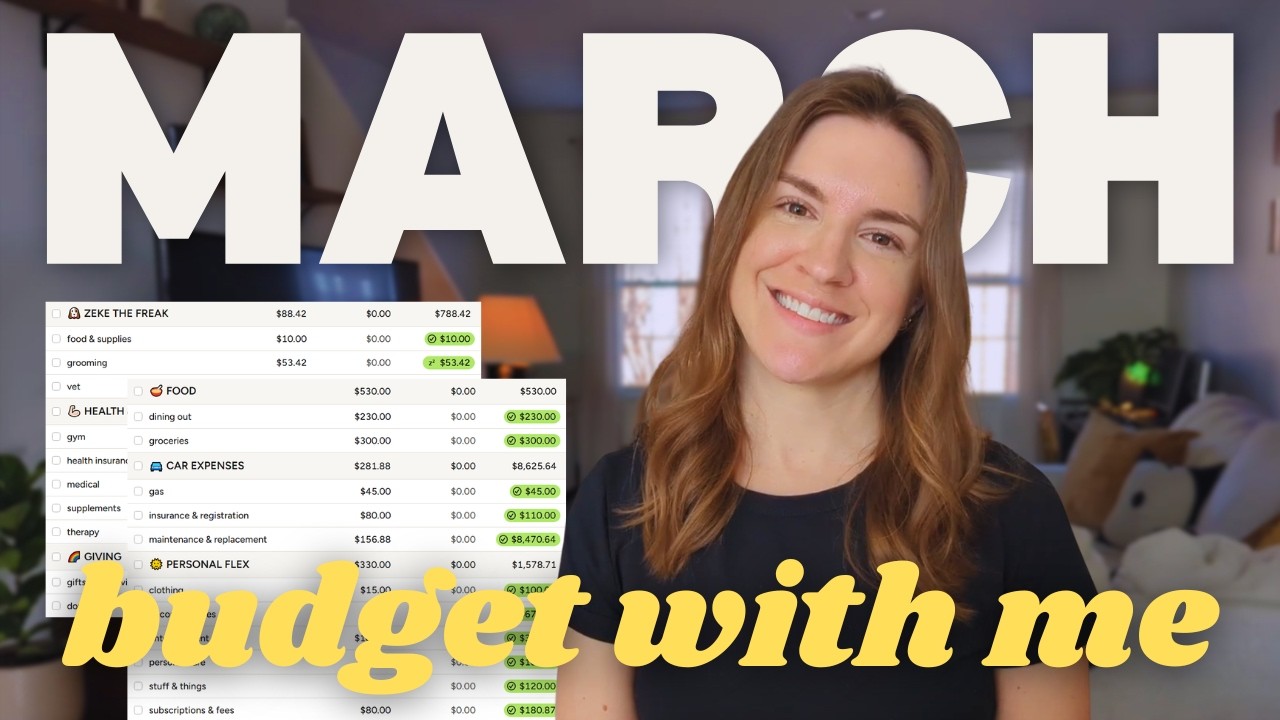 МОЙ БЮДЖЕТ НА МАРТ 🍀💰 | бюджет 3660 долларов США, составленный с учетом использования YNAB
