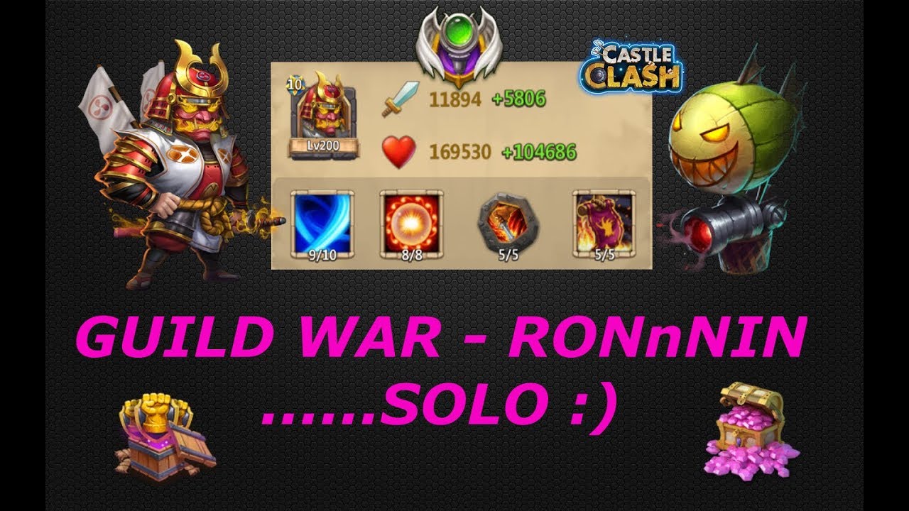 ТОП ПРОХОЖДЕНИЕ БГ 1 ГЕРОЕМ, ШАТАЕМ ТОПОВ 1 ГЕРОЕМ, Castle Clash, Битва замков, RONNIN?