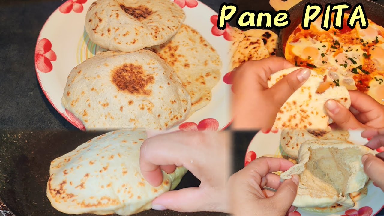 Pane PITA greca gonfia con farina ed acqua deliziosa 🇬🇷. Lipie greceasca