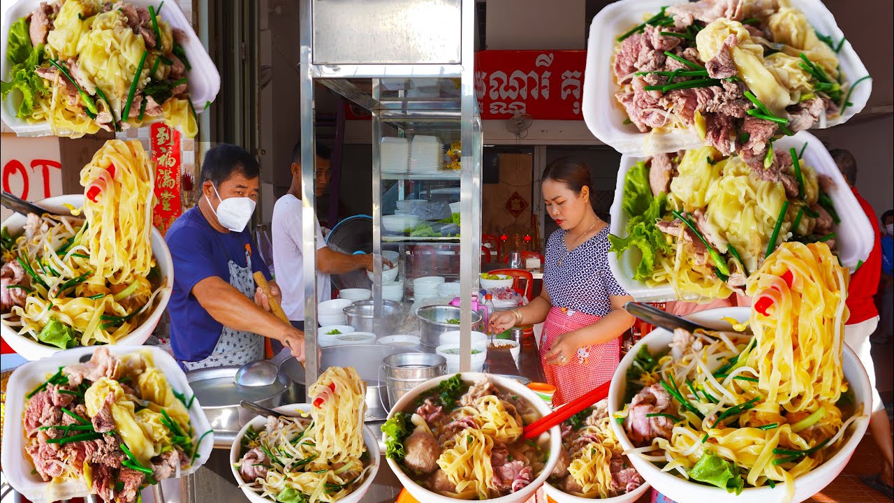 Ultimately delicious wonton noodle soup for $3, Cambodian street food