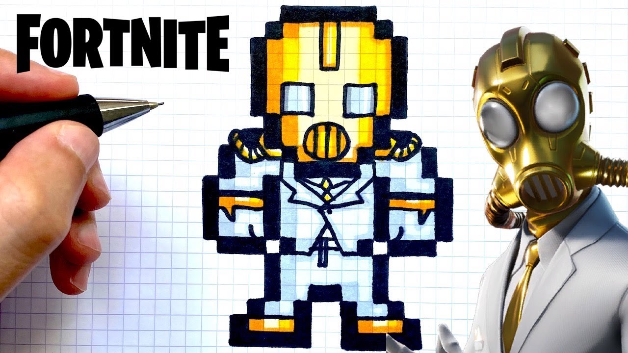 TUTO DESSIN GHOST CHAOS AGENT SKIN FORTNITE PIXEL ART