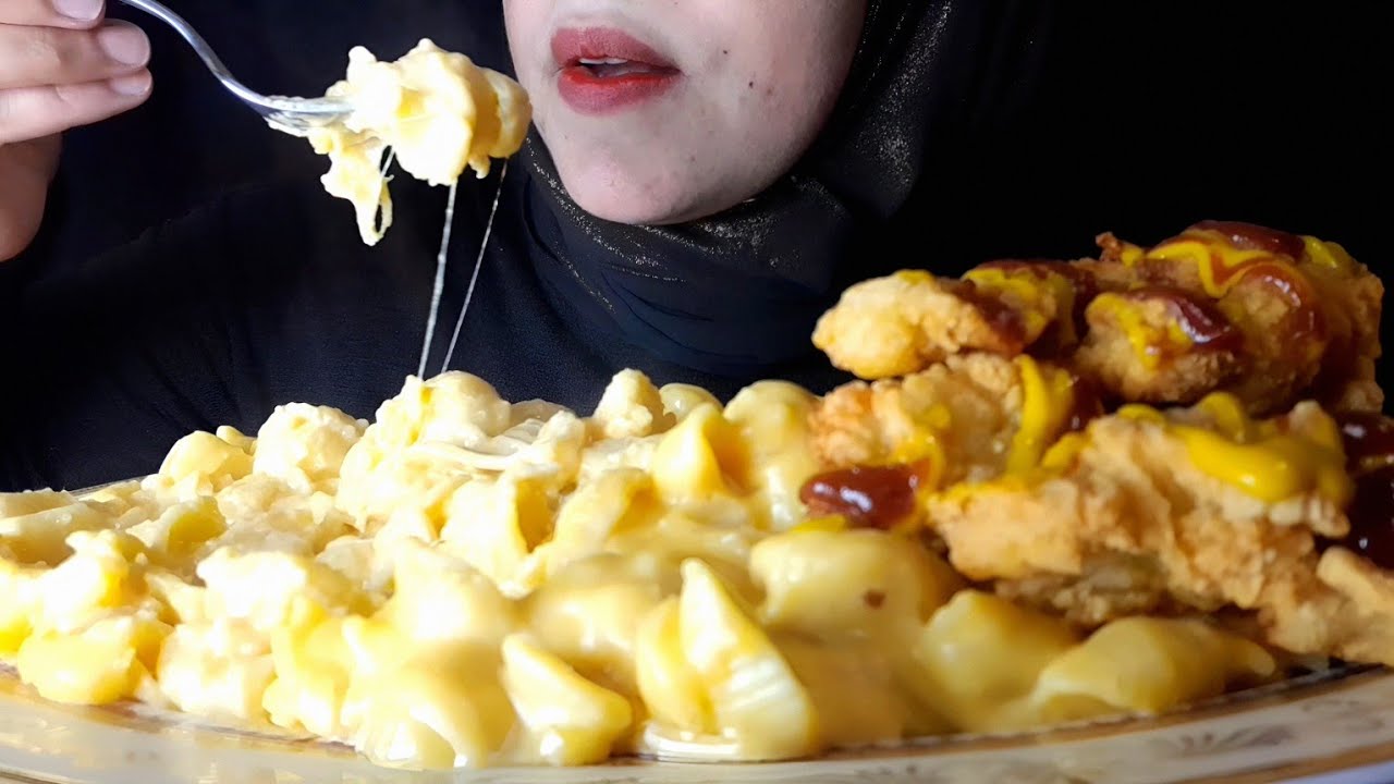 ASMR | MAC AND CHEESE PASTA WITH CHICKEN STRIPS | MUKBANG | EATING SOUNDS