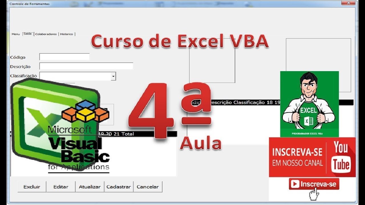Curso de Excel VBA | criando Multipage - inserindo pages - botoes de Cadastrar - excluir - atualizar