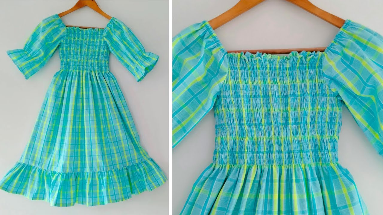 Very Easy Frock Cutting And Stitching with Frills |  How to Make Shirring Dress Frock