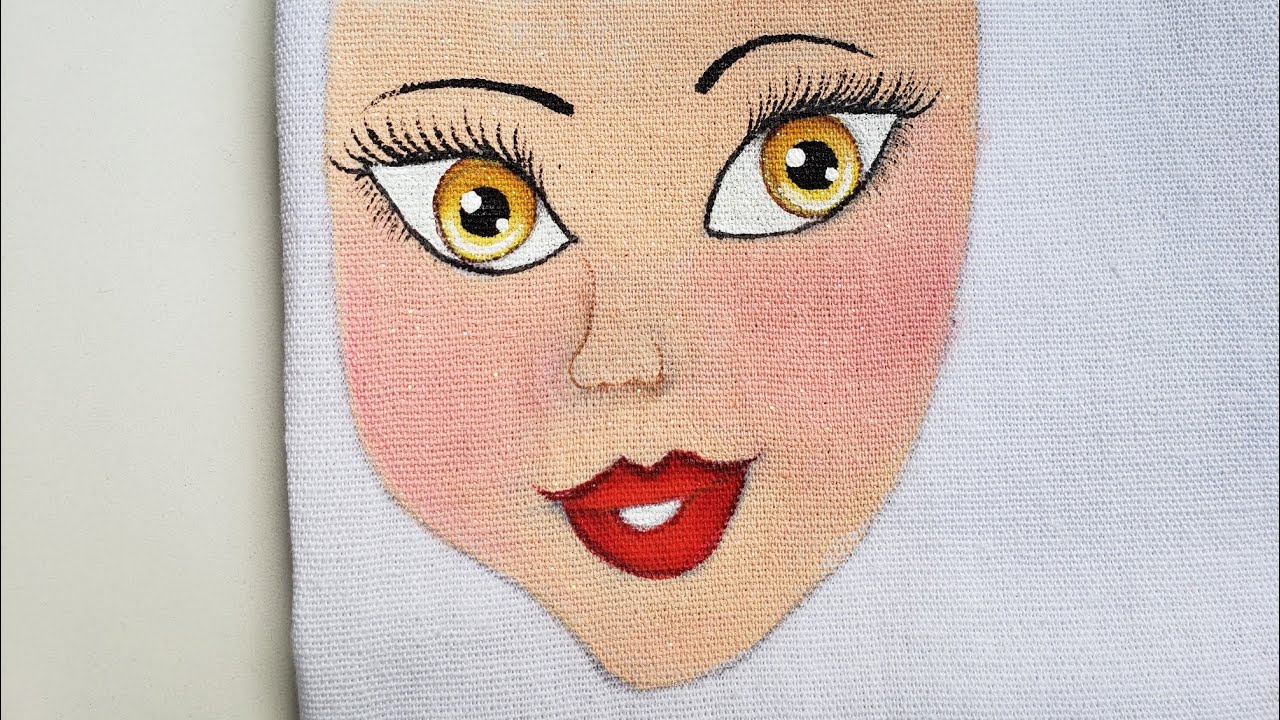 Como pintar boca, olhos, e nariz em bonequinhas em pano de prato.