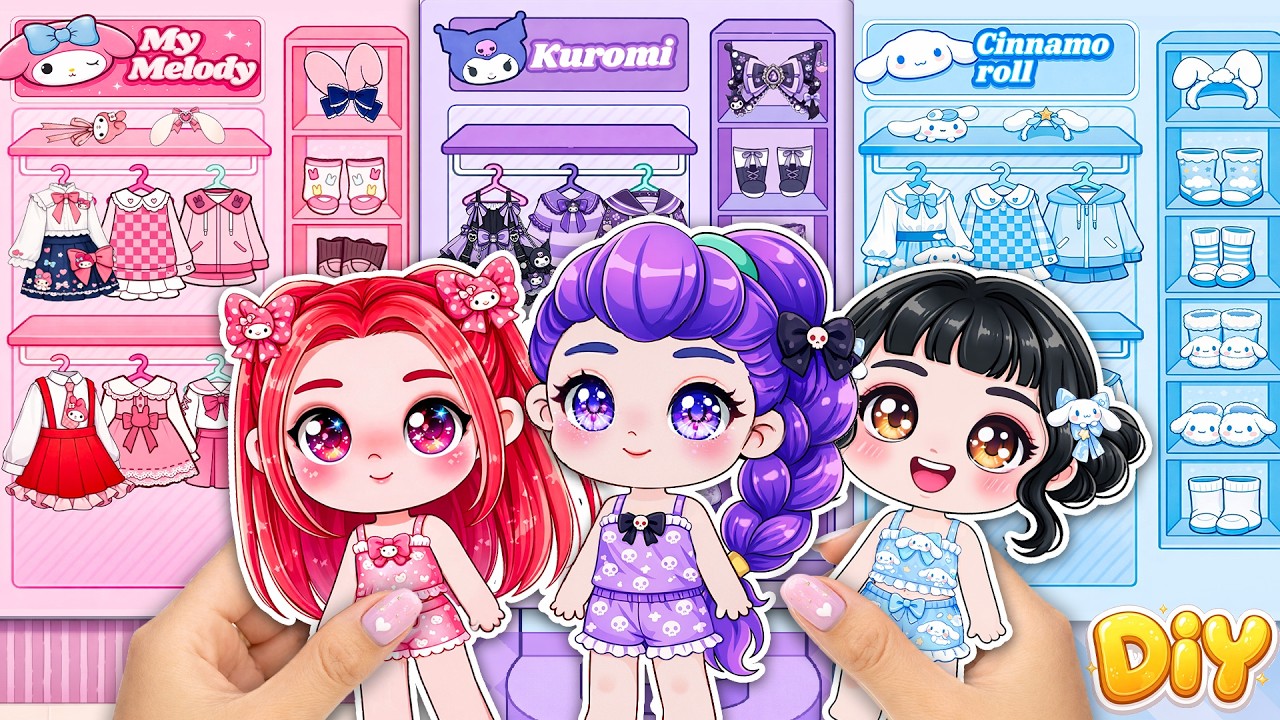 🎀Paper DIY🎀KPOP DEMON HUNTERS Dress Up Gamebook 👗 Rumi x Mira Hair Care + Sanrio Glow Up ASMR | Hana