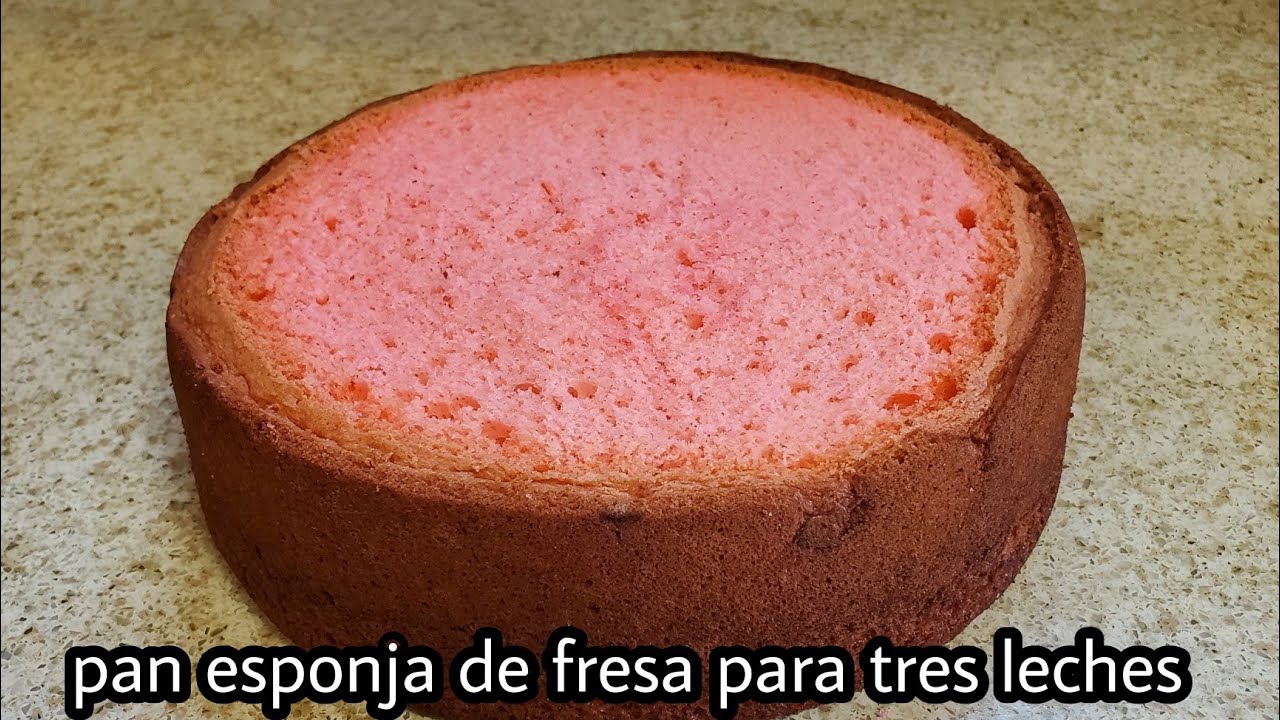 como hacer pan esponja de fresa para tres leches