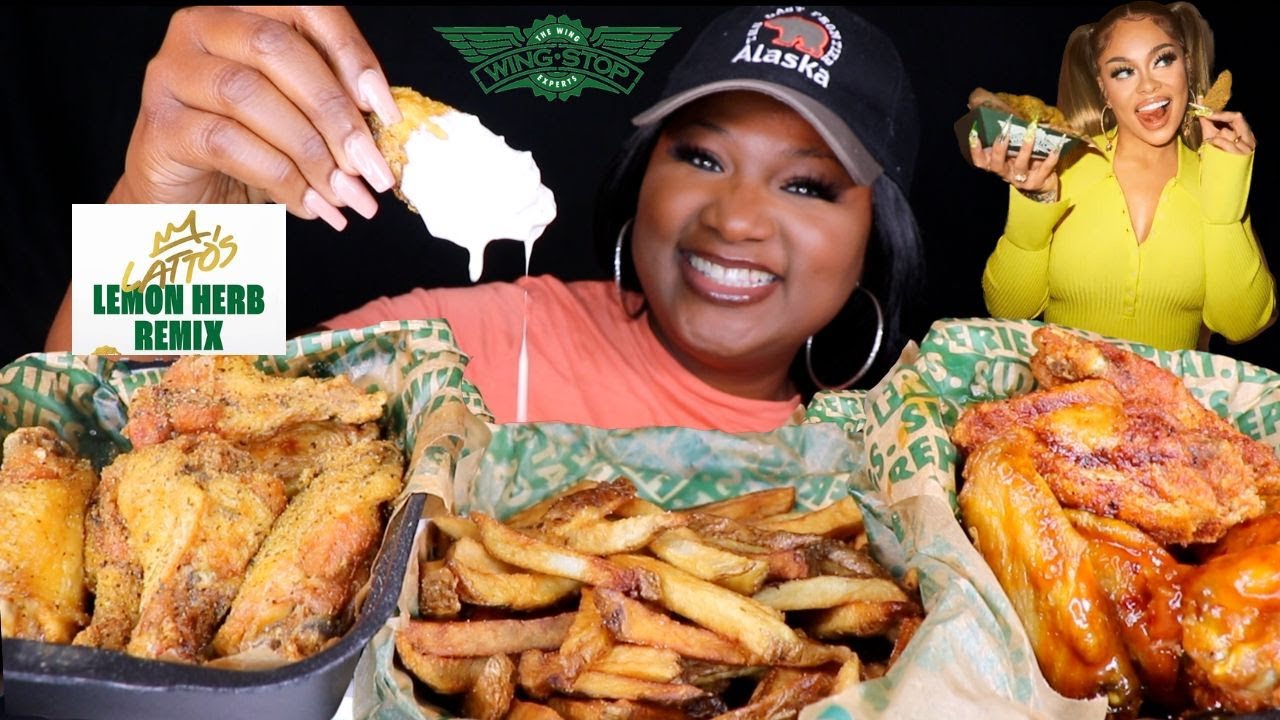 WING STOP LEMON HERB REMIX WINGS MUKBANG | THE LATTO MEAL