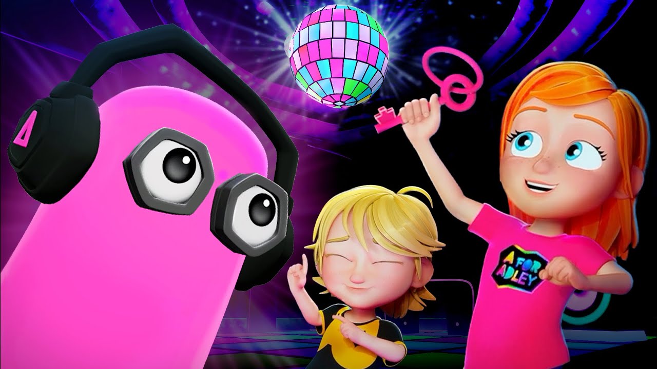 PiNK RAiNBOW GHOST moments!! Cartoon Adley finds pink key while Olive & Koopa enter the portal house
