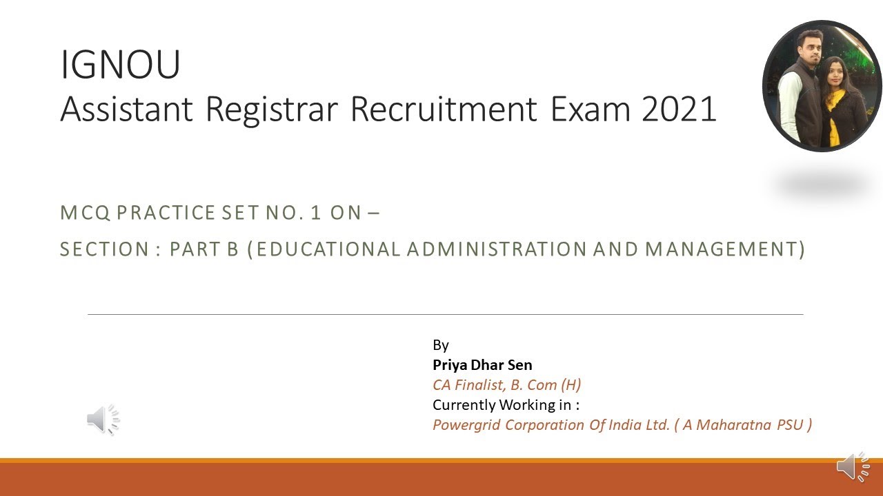IGNOU Assistant Registrar Recruitment Exam 2021(MCQ Set-1)