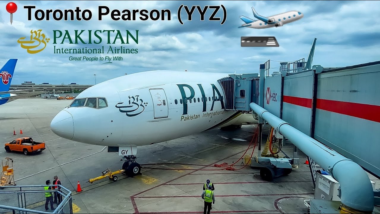 PIA Boeing 777-240LR pushback, taxi and take off from Toronto Pearson (YYZ) *with flightradar24*