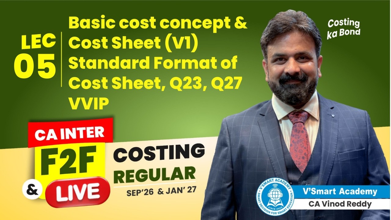Demo 05: Basic Cost Concept, Q23,27| CA Inter Costing Regular Batch | Sept'26 & Jan'27 |Vinod Sir