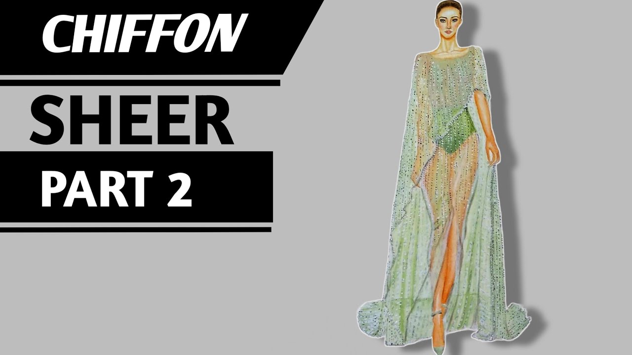 How to draw Chiffon Fabric | sheer Fabric Rendering | Part-2 | Fashion illustration Tutorial
