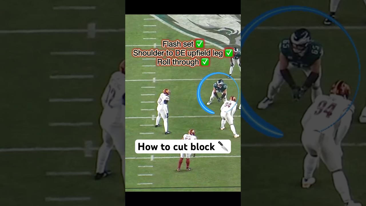 Lane Johnson&rsquo;s Textbook Cut Block Technique 💥 #FlyEaglesFly