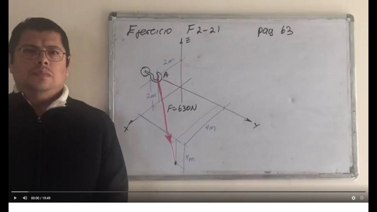 Ejercicio. Descomposición de una fuerza en 3 dimensiones, en sus componentes rectangulares.