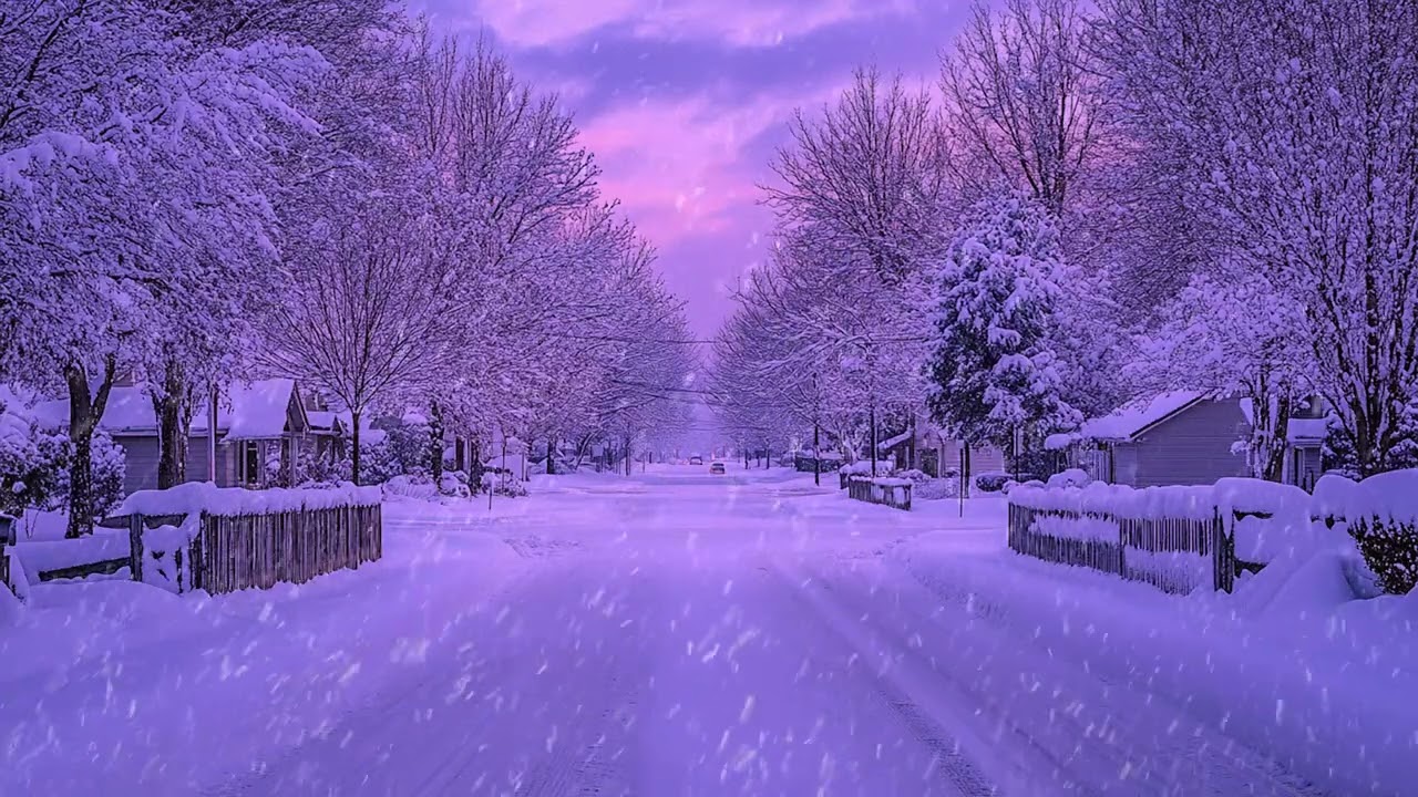 Snow Drifting Through an Empty Village Under a Calm Winter Sky
