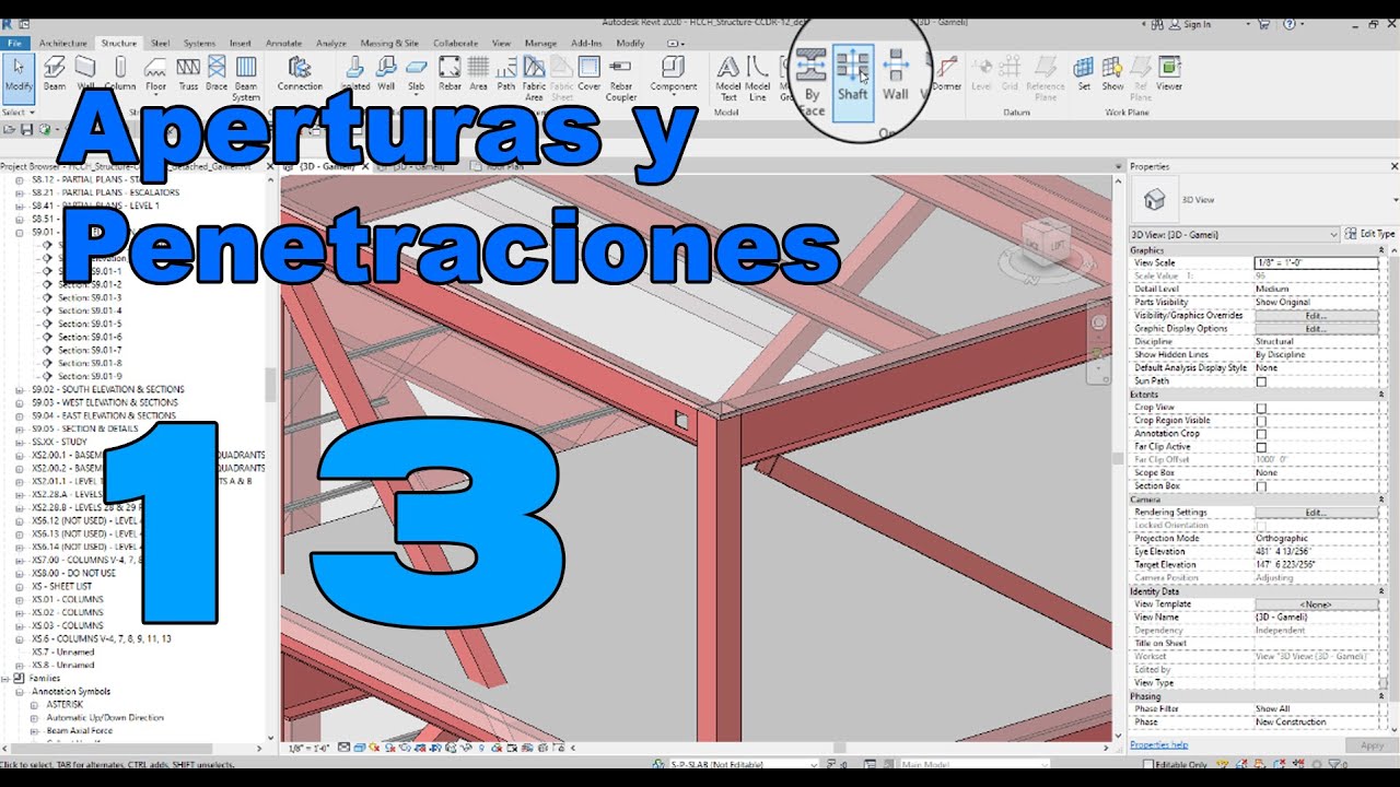 Video 13 - Tutorial Revit 2020 Conocimiento Fundamental -Herramientas para Aberturas / Penetraciones