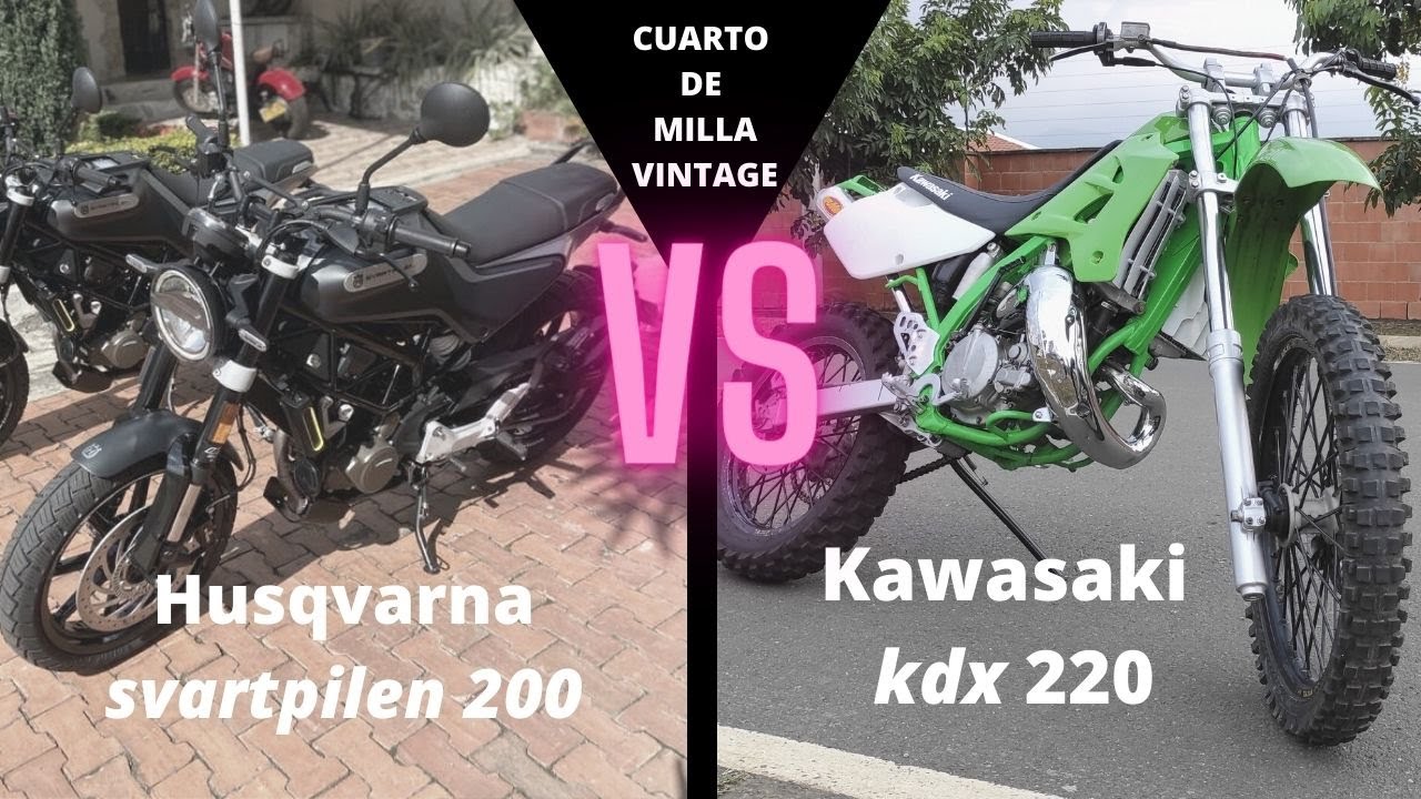 Kawasaki Kdx 220  VS  Huqsvarna svartpilen 200 || Primer cuarto de milla || ¿2 tiempos o 4 tiempos?