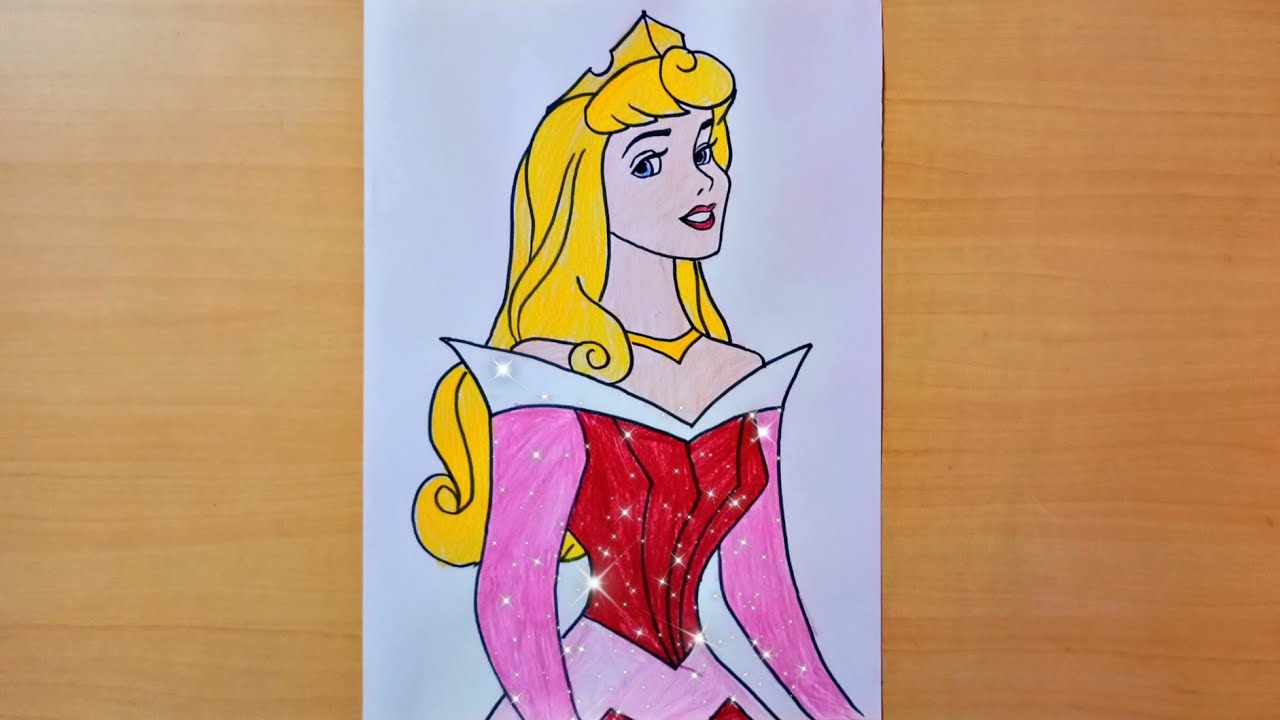 How to Draw Sleeping Beauty Aurora Step by Step || Color Drawing