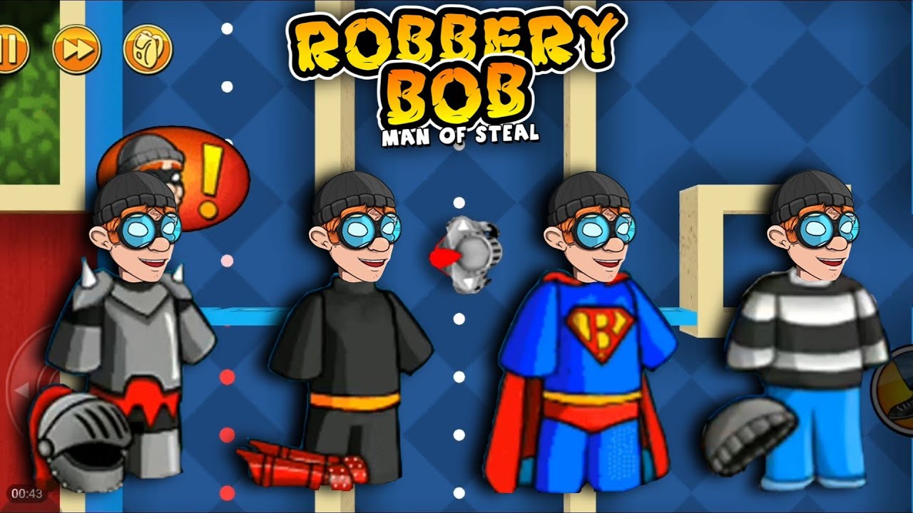 Robbery Bob - All Costumes Funny Video Game Part 27