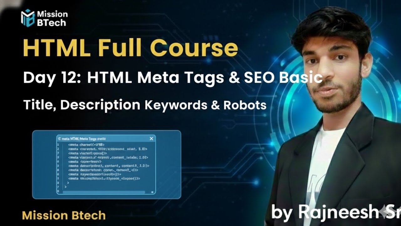 HTML Meta Tags & SEO Basics | HTML Course Day 12 | Mission BTech