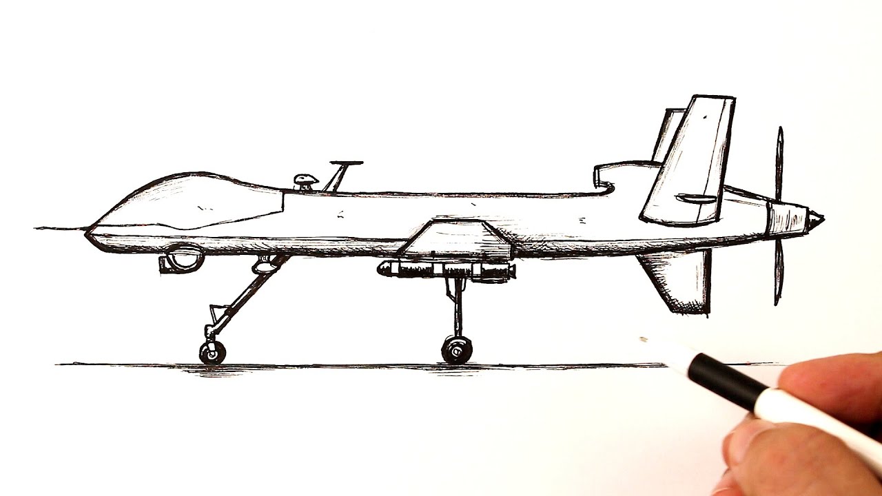 How to draw a Military Drone