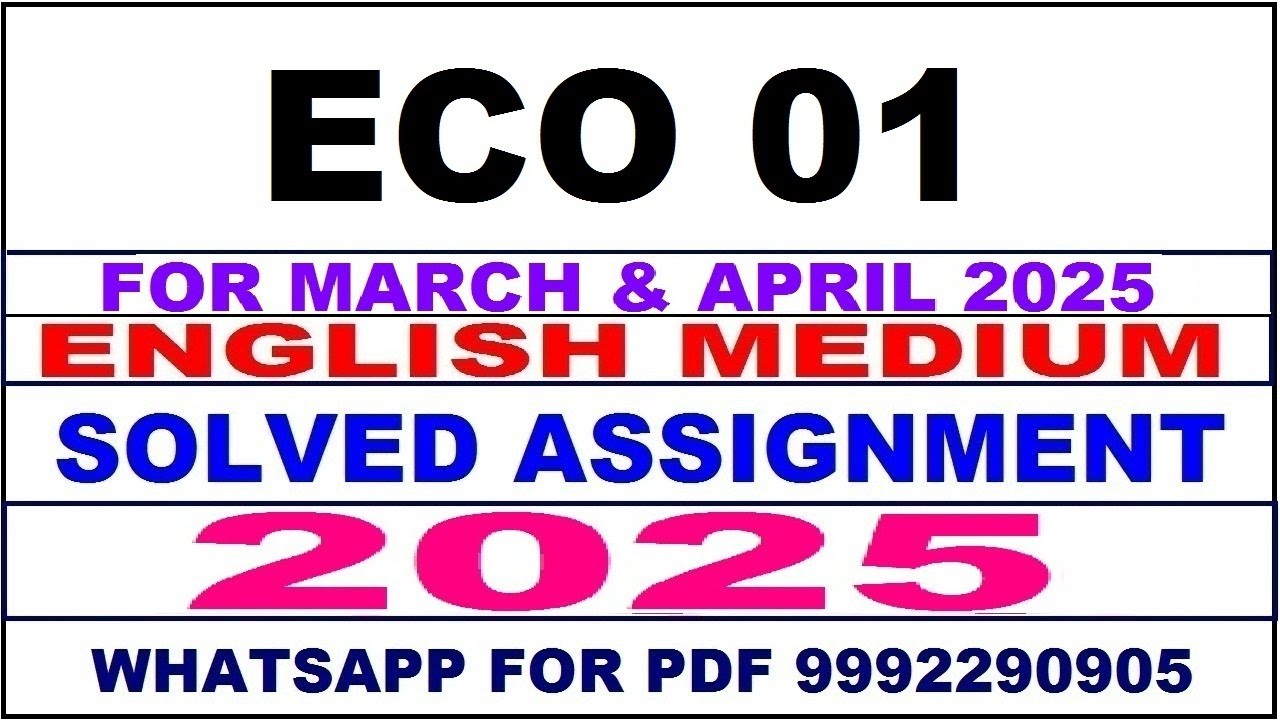 ECO 01 solved assignment 2024-25 in English || eco 01 solved assignment 2025 || eco1 2024-25