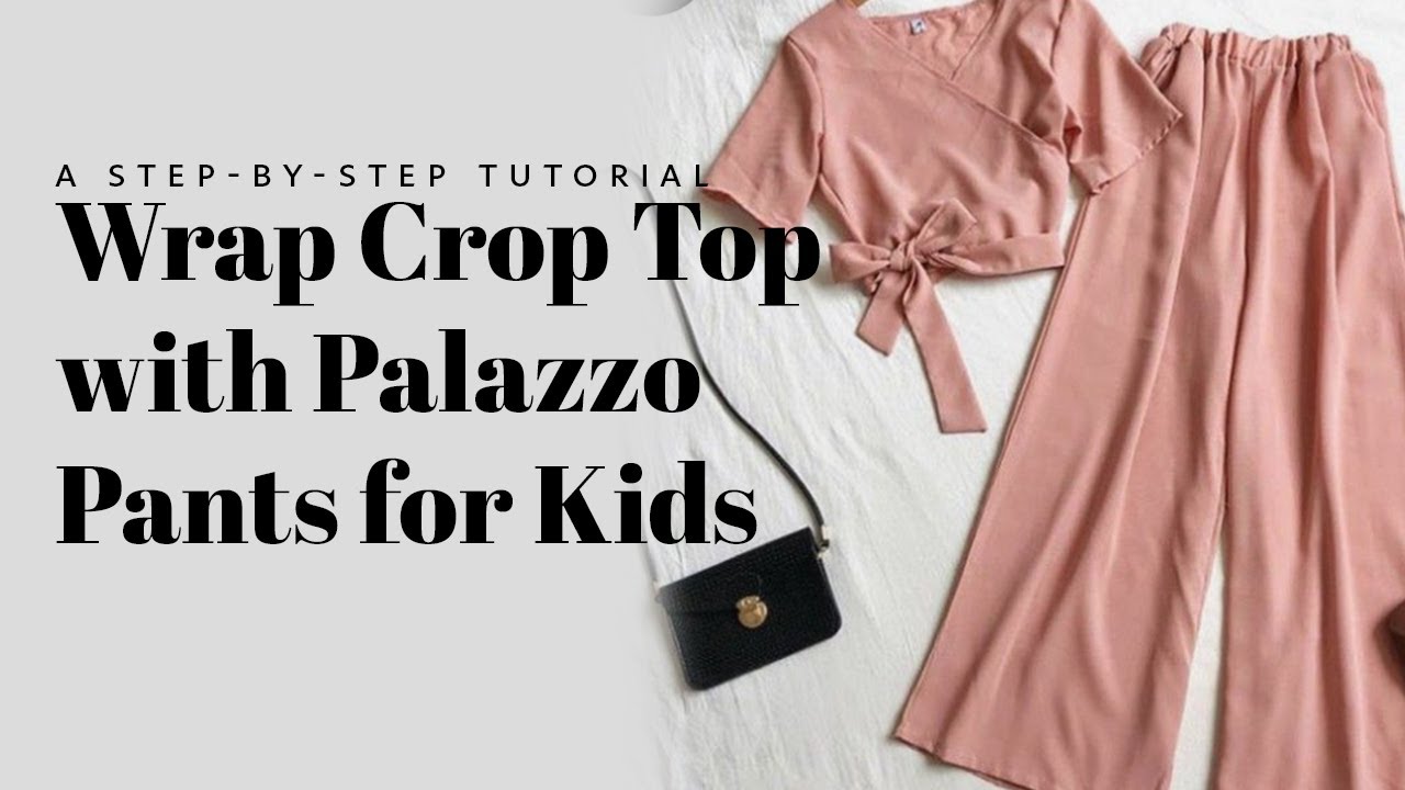 Wrap Crop Top With Palazzo Pant For Kids