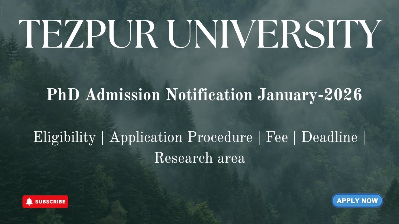 Tezpur University PhD Admission January-2026 | Eligibility, Dates & Fee Details | HustleWithRishu
