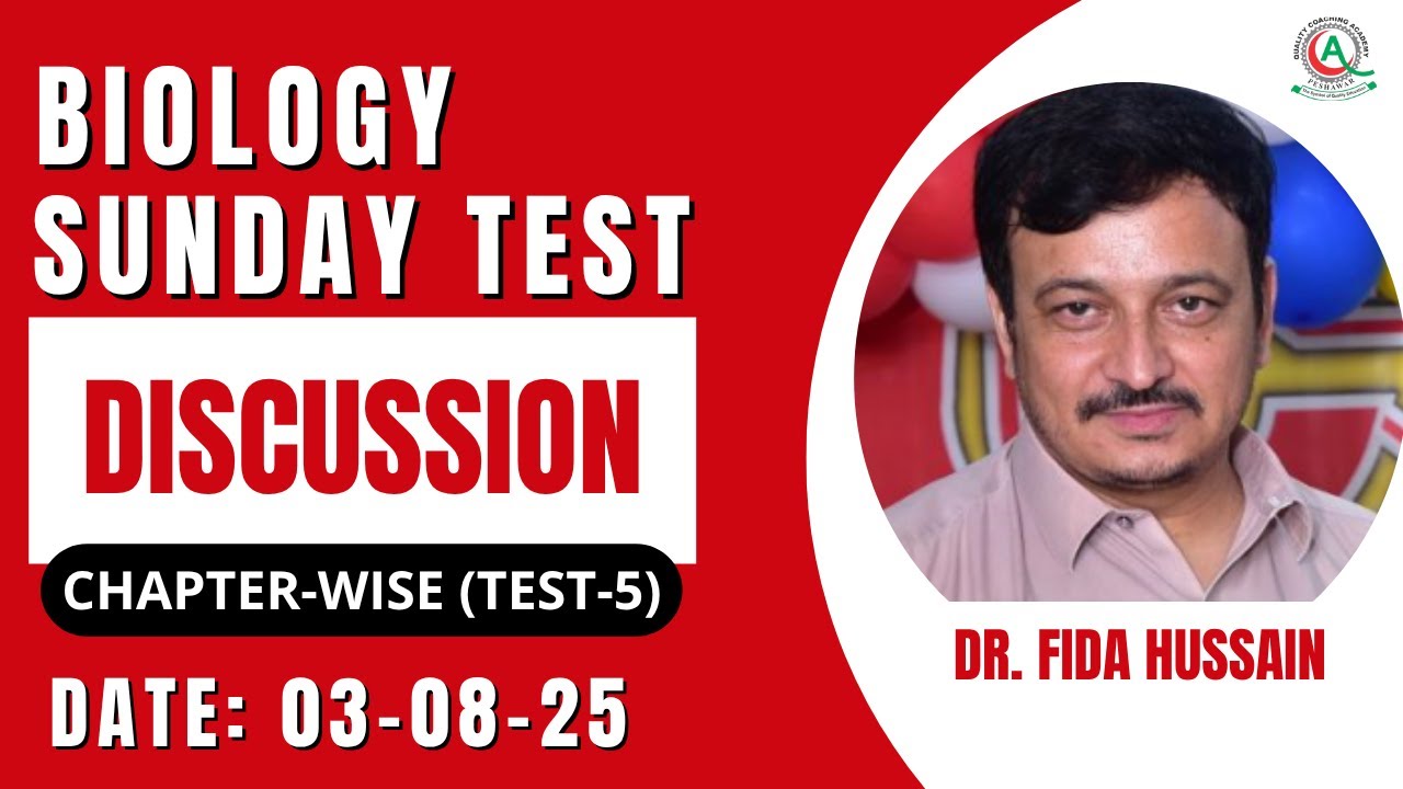 Biology  Sunday Test Discussion By Dr. Fida | Test-5 | Fresh Mdcat Series-1 | QCA | 03-08-25