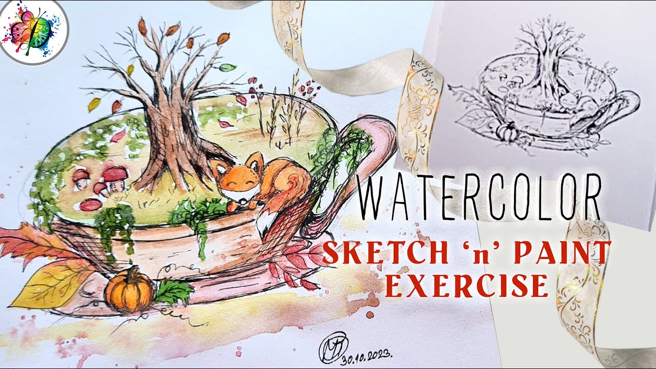 Watercolor Sketchbook Autumn in a Cup - sketch'n'paint with Mary