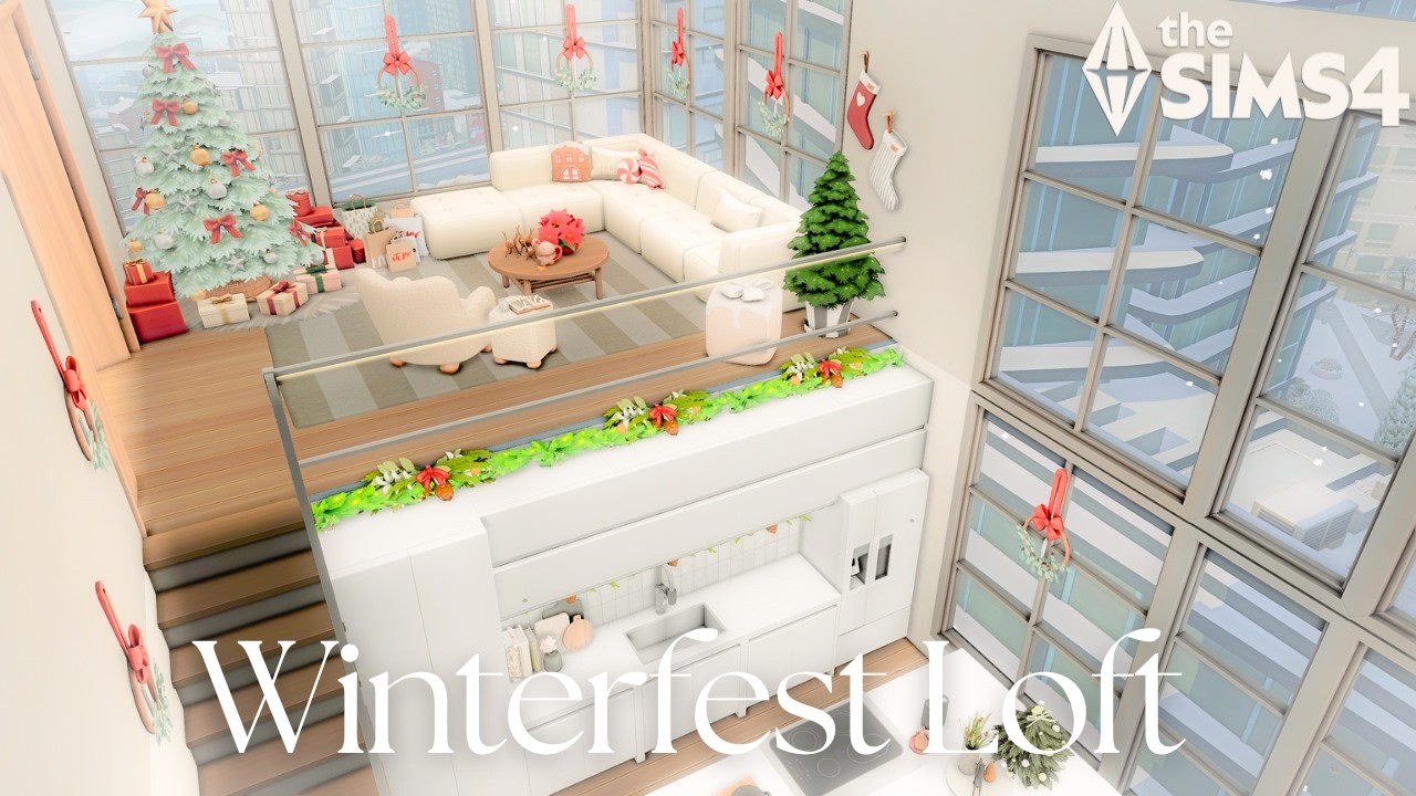 Как я превратил скучную квартиру в уютный зимний лофт 🎄 | Сборка Sims 4 CC