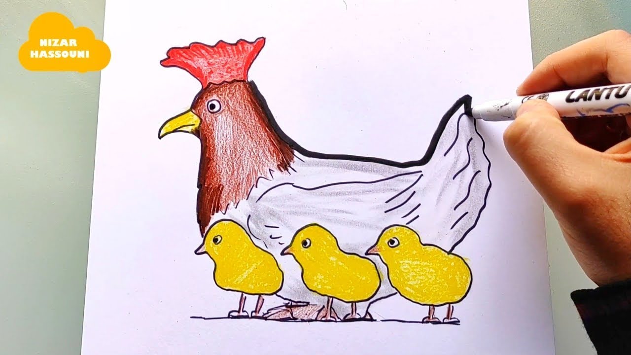 Comment dessiner une poule et ses poussins