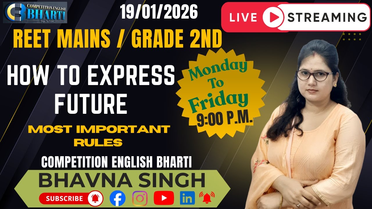How to Express Future in English |Complete Guide LIVE|Competition English Bharti || English 💯🌀