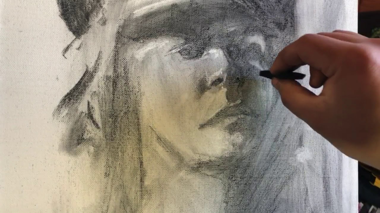 Dibujar un Rostro con Carboncillo antes de Manchar el Lienzo // Proceso de Trabajo- 2020