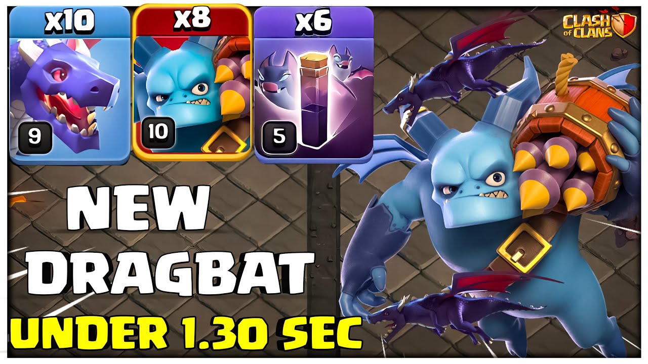 Under 1:30 Min Destroy Any Base? Th14 Super Minion DragBat Attack Strategy in Coc