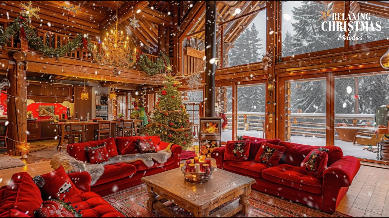 Relaxing Christmas Music Fireplace 🔥Warm Fireplace & Soft Snow🎄Peaceful Christmas Ambience for Sleep