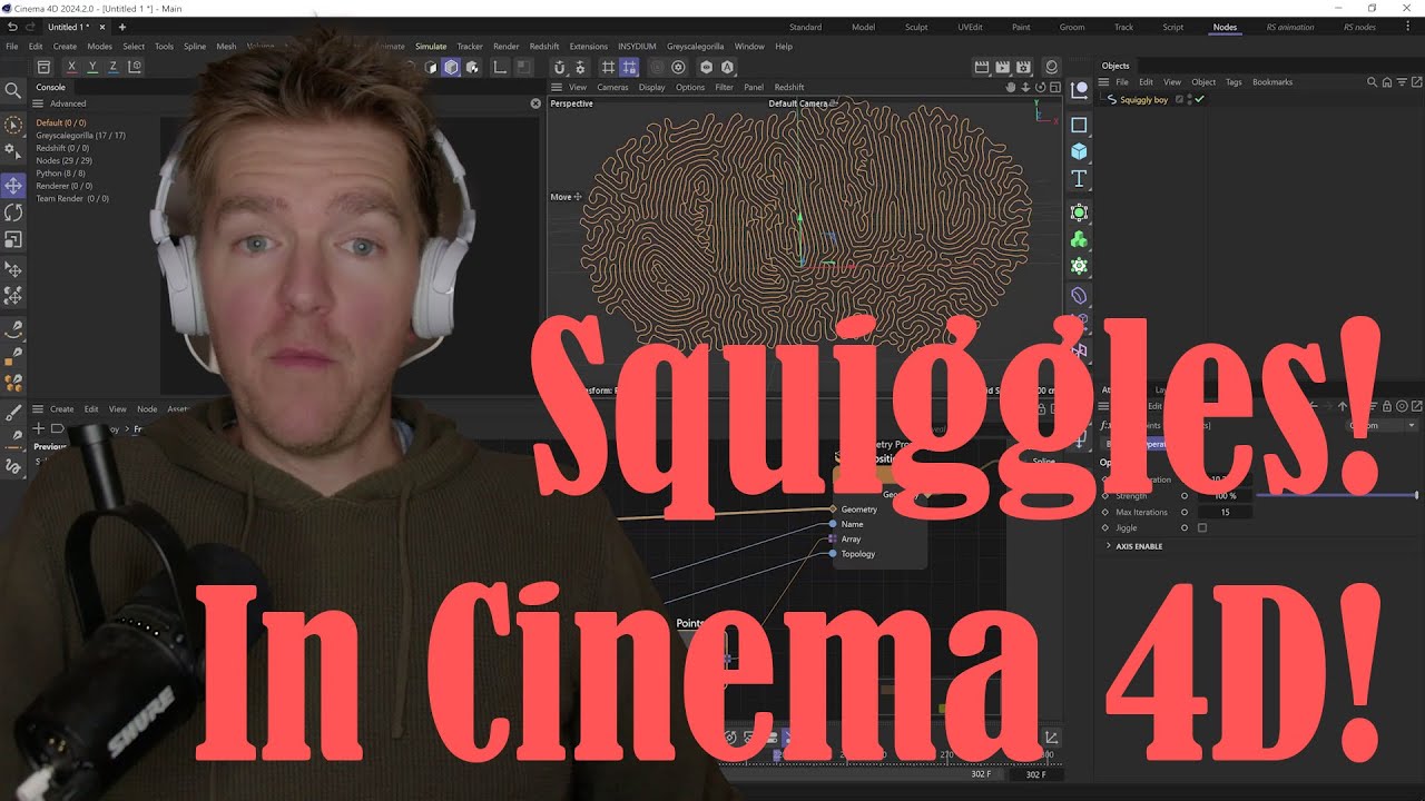 Reaction Diffusion thing with Splines in Cinema 4D Scene Nodes