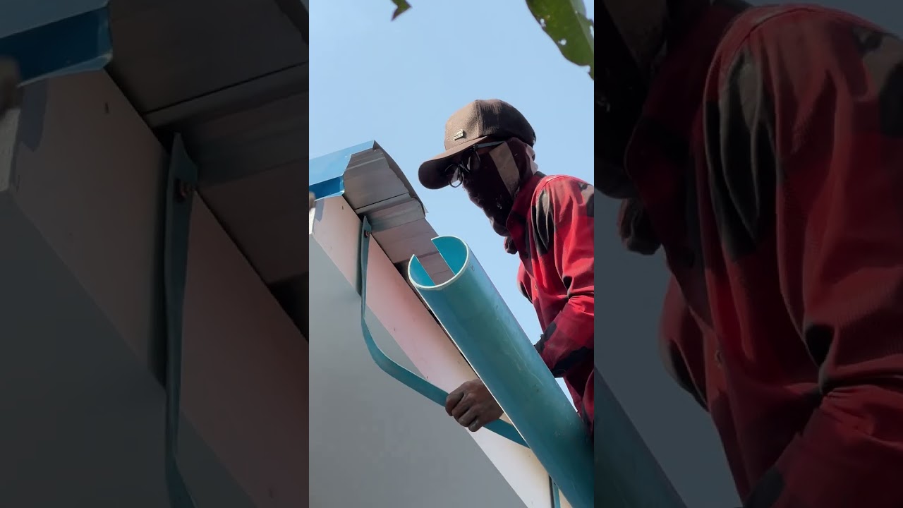 Very few people know how to make drainage pipes for corrugated iron roofs using water pipes