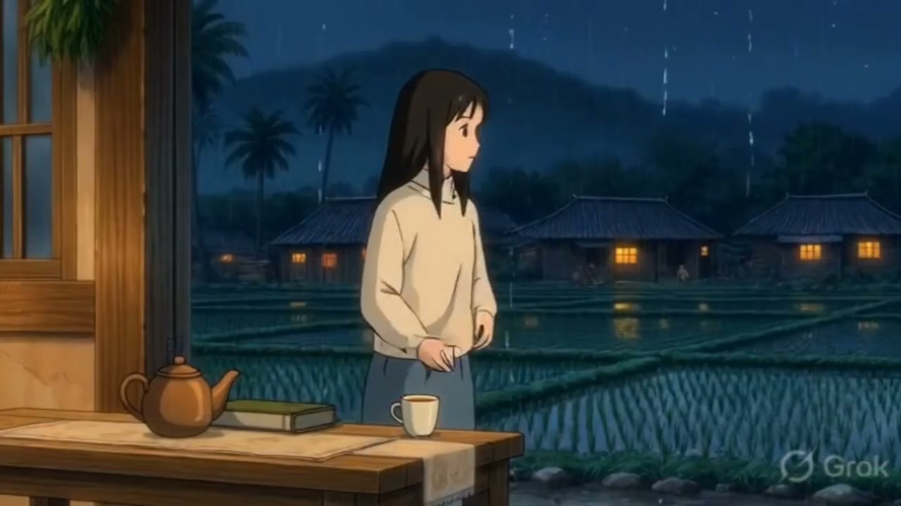 Rain, Tea and Old Memories | A cozy Rainy village | ghibli style cozy video....