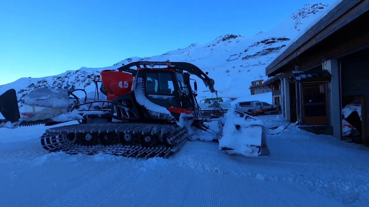 Damage des pistes les plus raides de valthorens avec la Pistenbully 600LTD