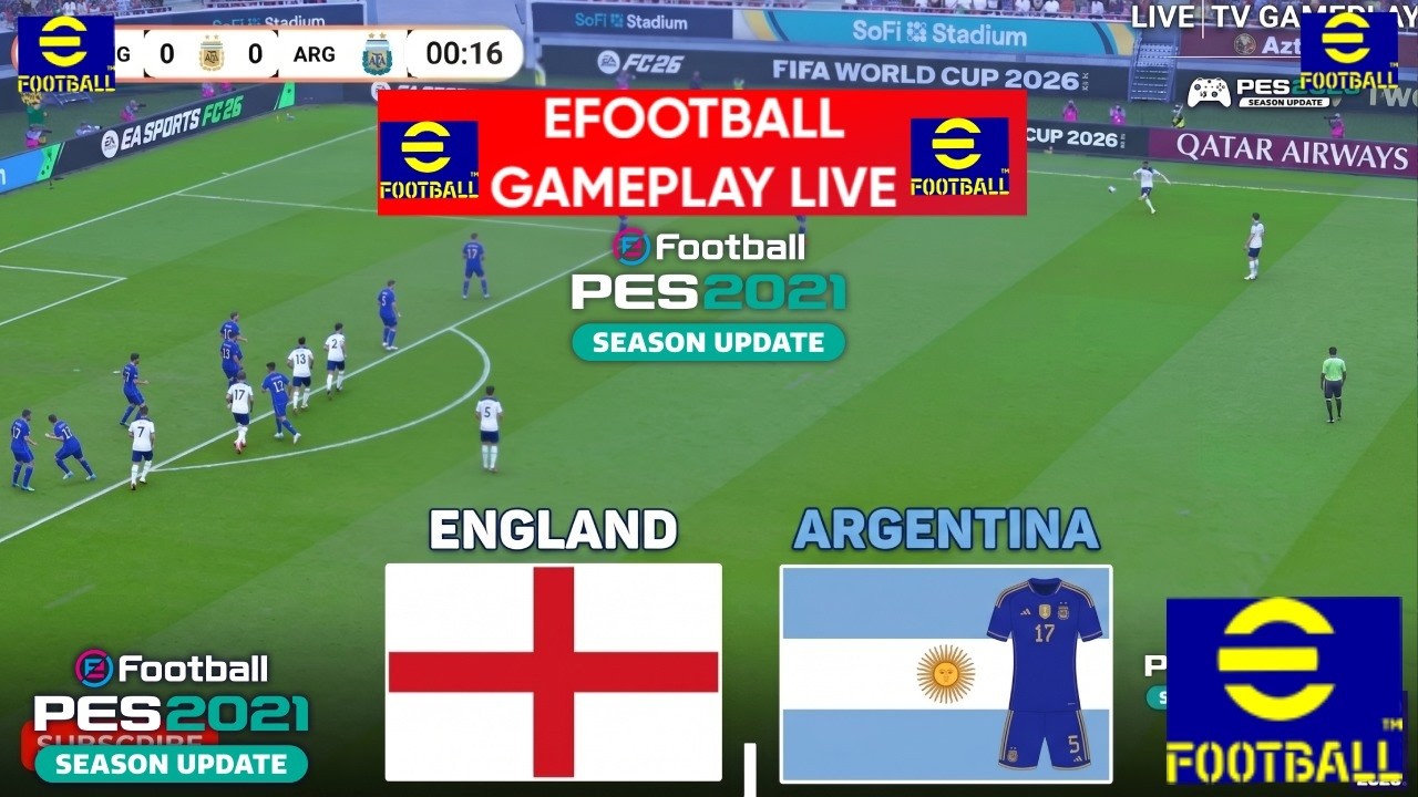 eFootball Pes 2021- England vs Argentina I Full Match Simulation I Football Video Game I