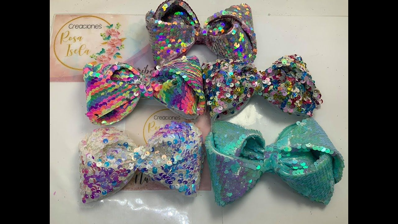 lindos moños de lentejuela para rifa VIDEO No.804 Creaciones Rosa Isela