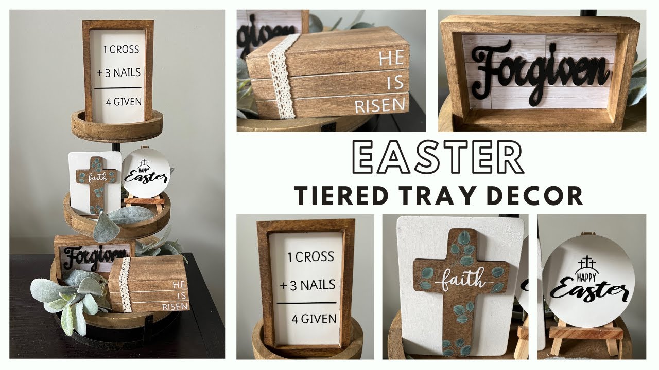 Faith Inspired Easter Tiered Tray DIYs | Christian Easter DIYs | Religious Easter Home Decor