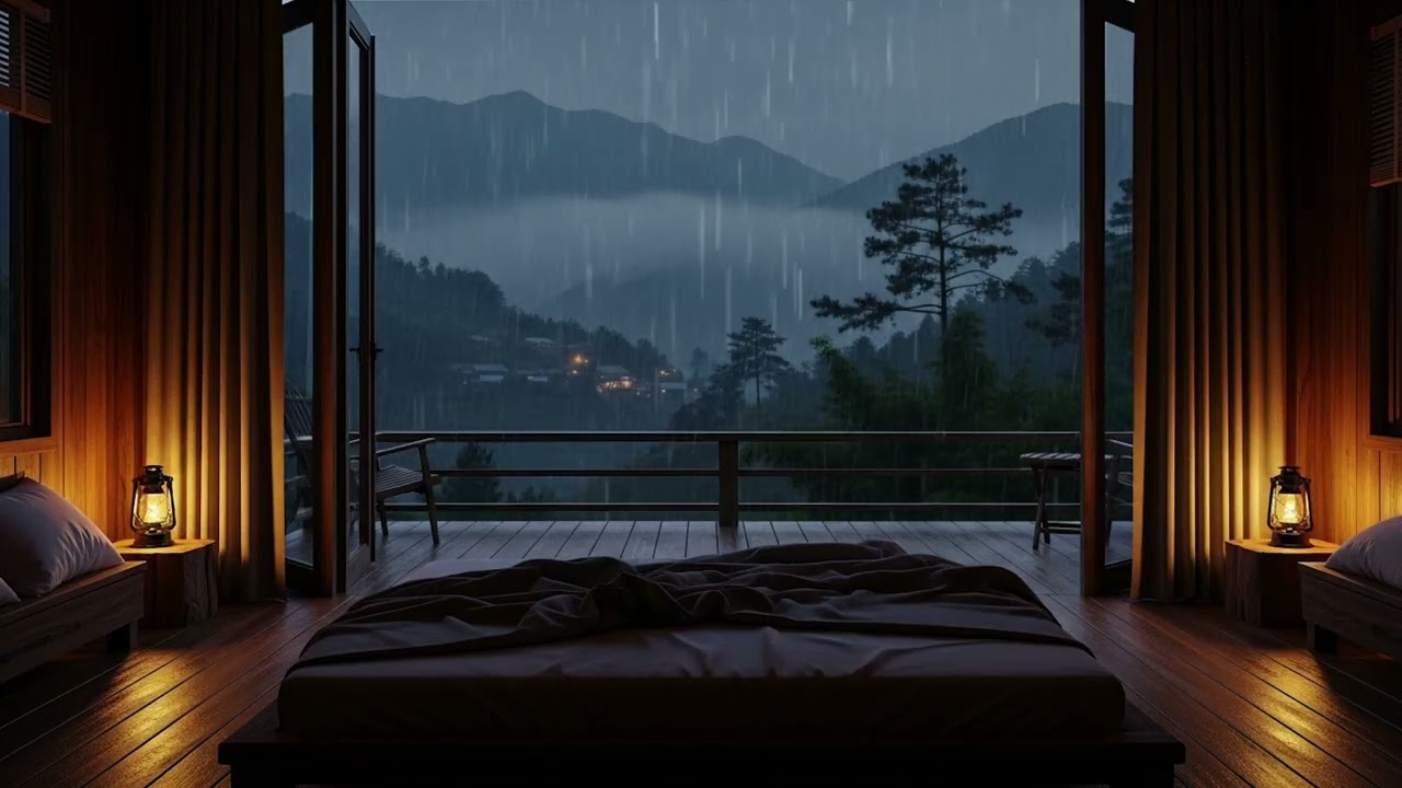 Mountain Wooden House in a Tropical Thunderstorm | Remote Highlands Rain, Stormy Night Ambience