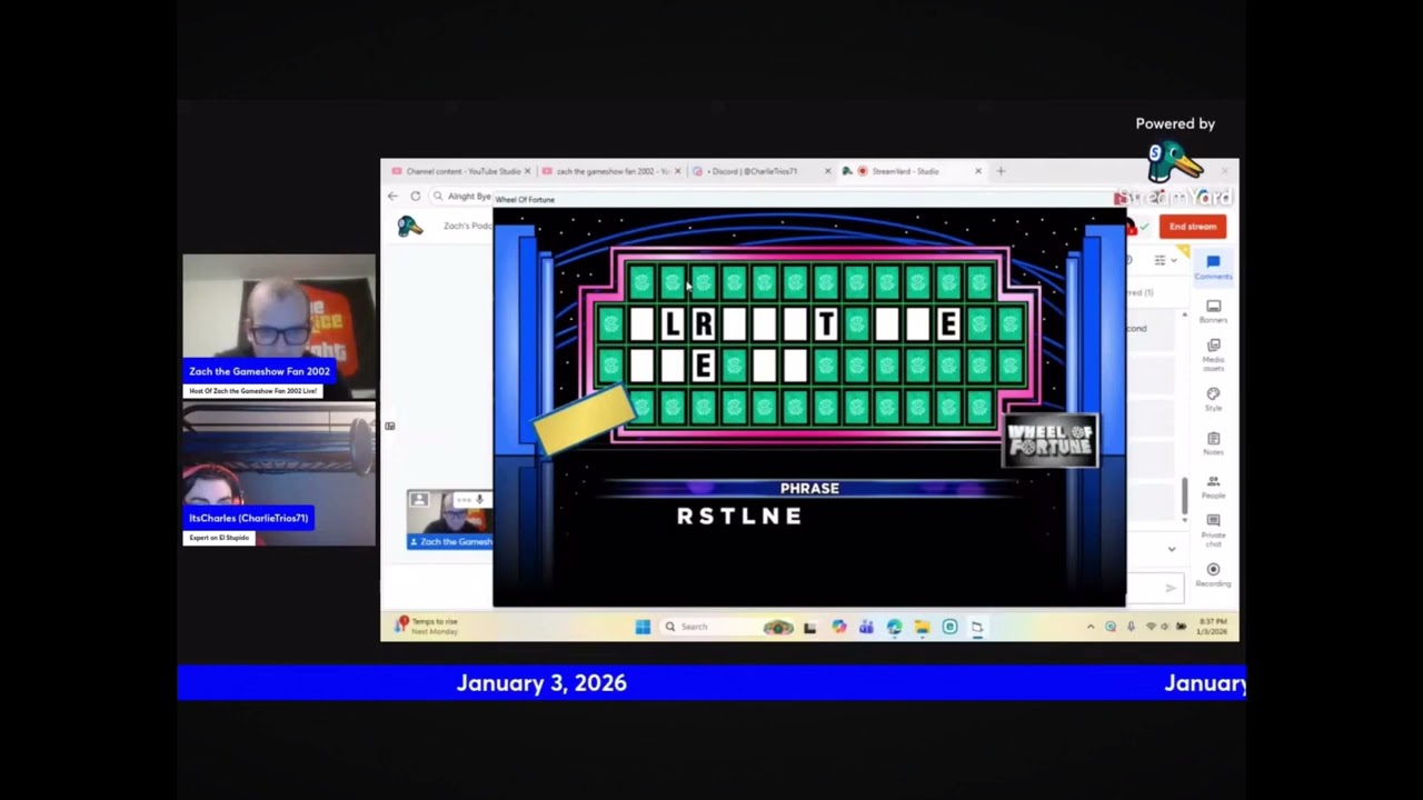 Zach the gameshow fan 2002 won $100,000 on Bigjon’s wheel of fortune on his podcast 